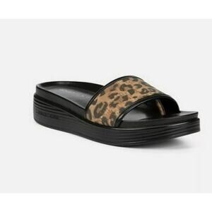 Donald J Pliner 8.5 Fiji Slide Sandal Leopard Sandals Black & Brown Platform